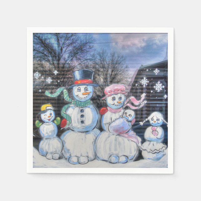 Snögubbe-familjen Pappersservett (Framsidan)