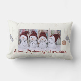 Snögubbe-familjen personlig julafton dekorativ kud lumbarkudde