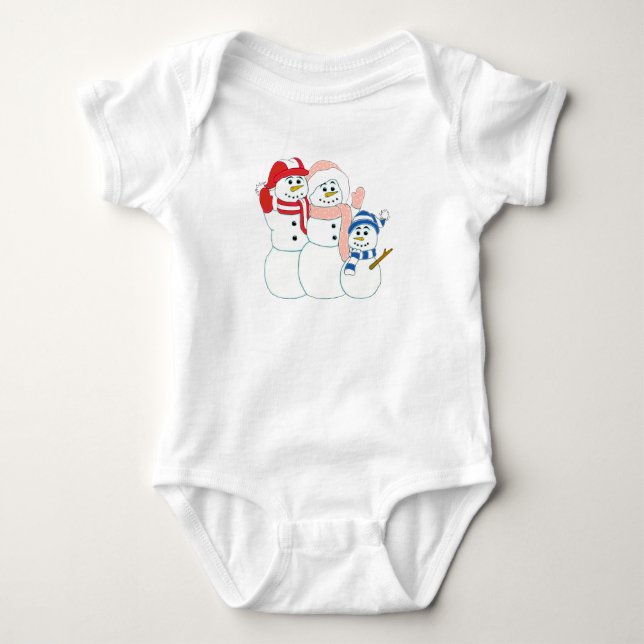 Snögubbe-familjen T Shirt (Framsida)