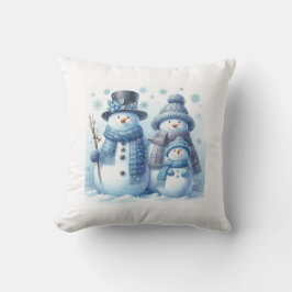 Snögubbe-familjens Dubbla vid sida - 2 Bilder Kudde
