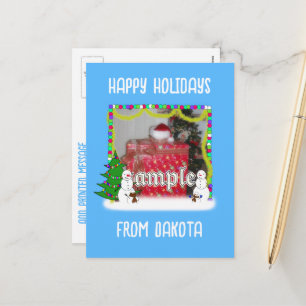 Snögubbe-familjens julfoto Ram Helg Vykort