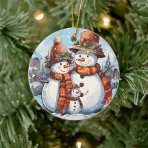 Snögubbe-familjens julprydnad