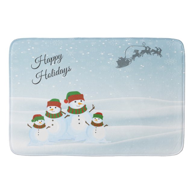 Snögubbe Family Helgdag Bath Mat Badrumsmatta (Framsidan)