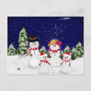 Snögubbe Family Winter Vykort