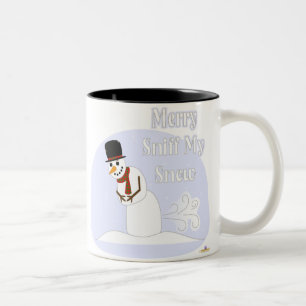 Snögubbe Farting Merry Sniff My Snö Blue Två-Tonad Mugg
