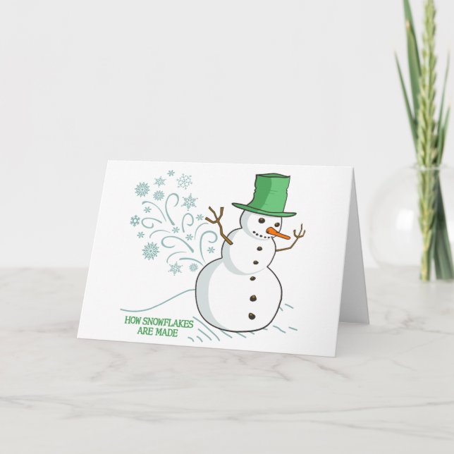 Snögubbe Farts Snöflingor Helgkort (Framsida)