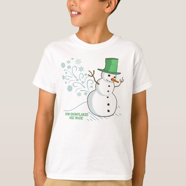 Snögubbe Farts Snöflingor T Shirt (Framsida)