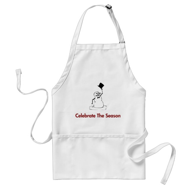 Snögubbe firar säsongen förkläde (Framsidan)