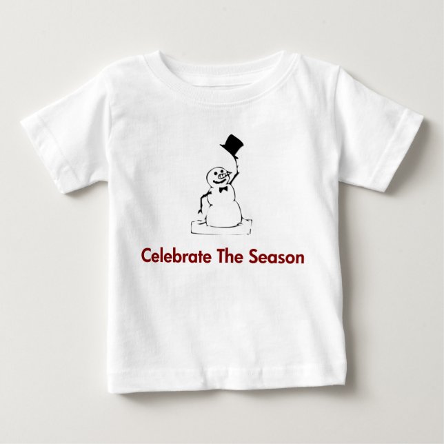 Snögubbe firar säsongen t-shirt (Framsida)