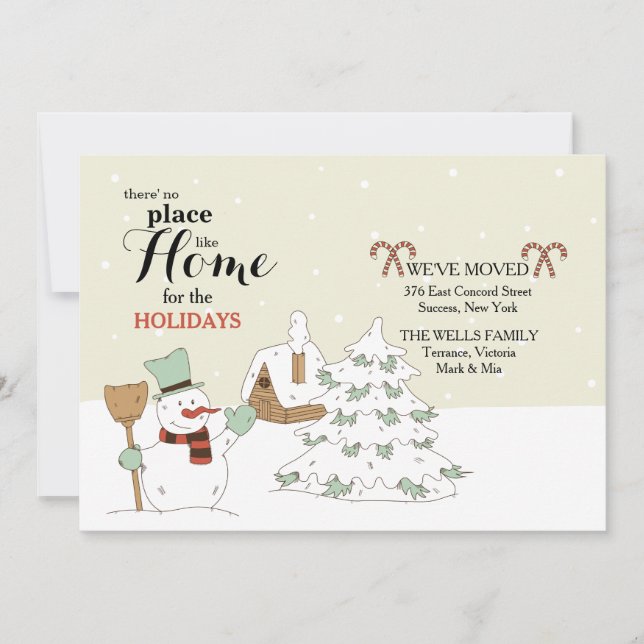 Snögubbe Flytta Announcement Julkort (Framsida)