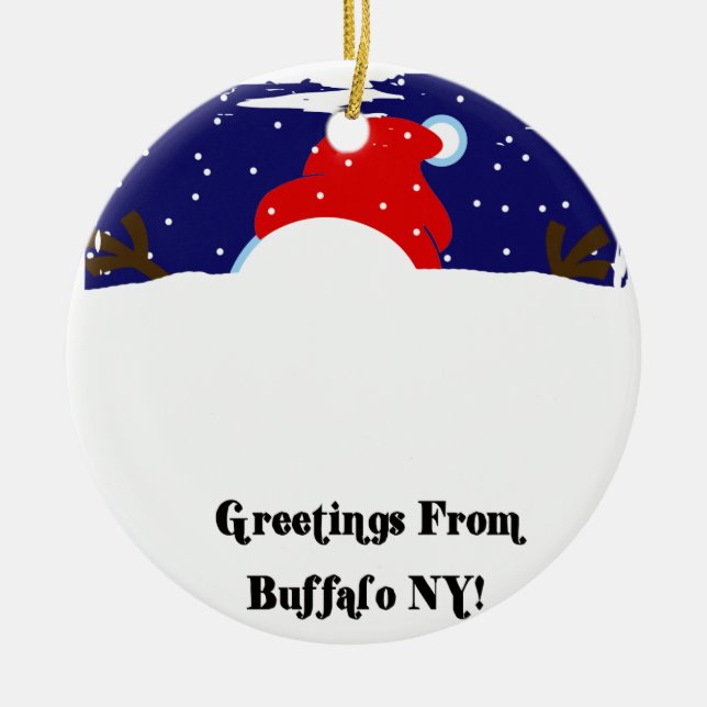 Snögubbe för buffel NY Julgransprydnad Keramik (Framsidan)