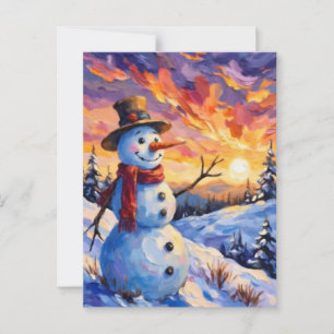 Snögubbe för jul vykort