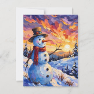 Snögubbe för jul vykort