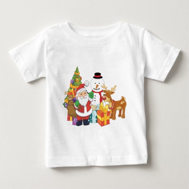 Snögubbe för julgranSanta ren Tee Shirt (Framsida)