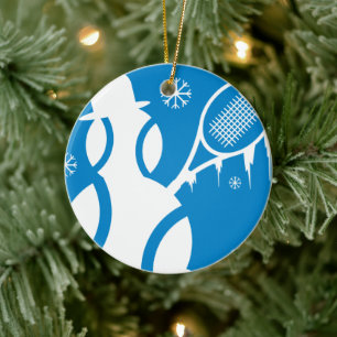 Snögubbe för tennisprydnadjul julgransprydnad keramik