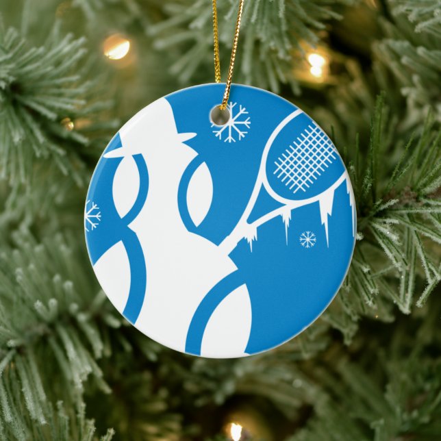 Snögubbe för tennisprydnadjul julgransprydnad keramik (Träd)