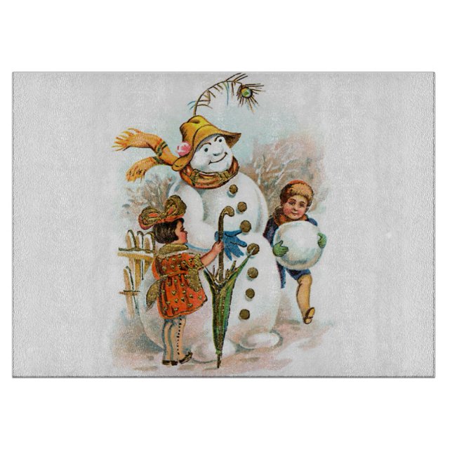 Snögubbe för vintagejulby (Framsidan)