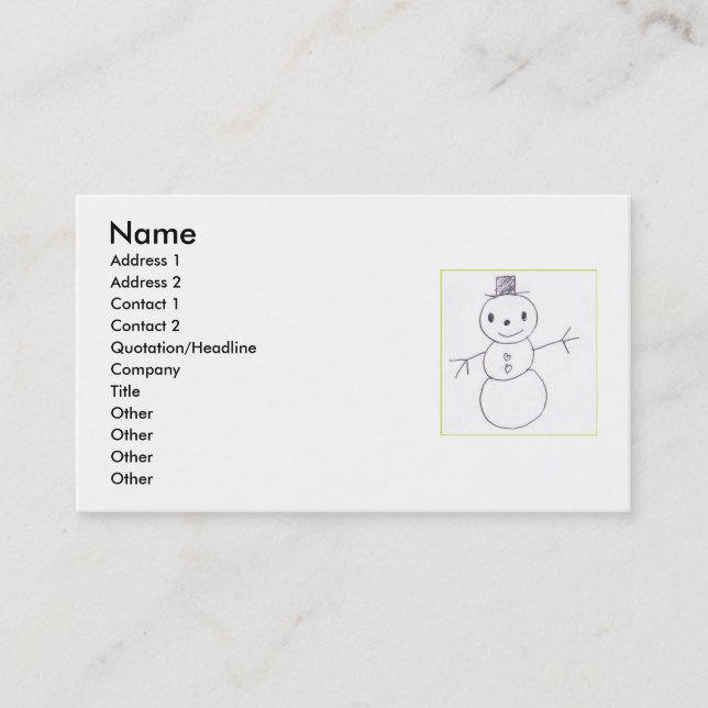 Snögubbe företagskort visitkort (Framsida)