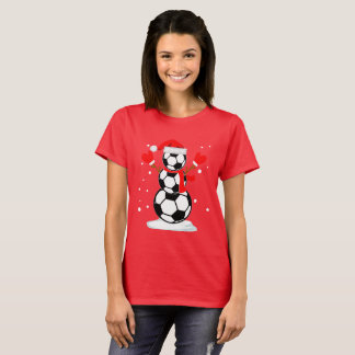 Snögubbe-fotboll T-Shirt-Herrt-julklapp Tee