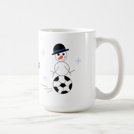 Snögubbe fotbollsspelare kaffemugg