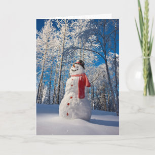 Snögubbe framför Snö-skogen Helgkort