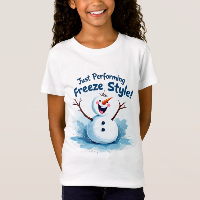 Snögubbe Freeze Stil Performance Art T Shirt (Framsida)