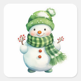 Snögubbe Fyrkantigt Klistermärke