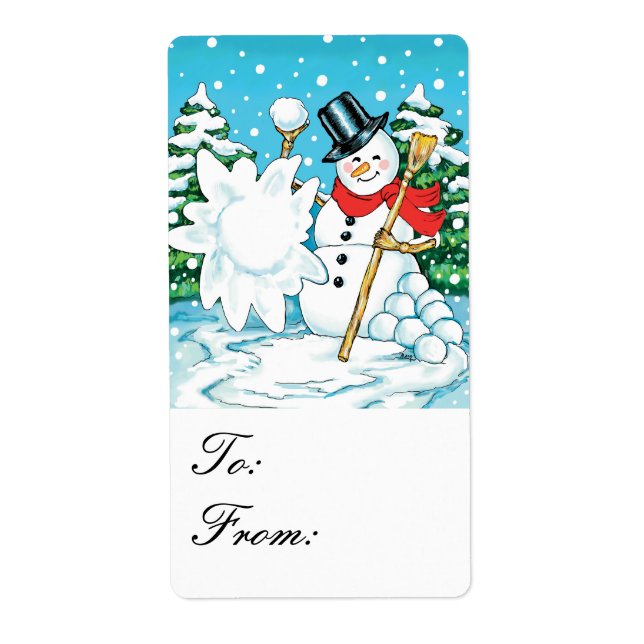 Snögubbe genom en Roligt för snöbollsgåva från Win Fraktsedel (Framsidan)