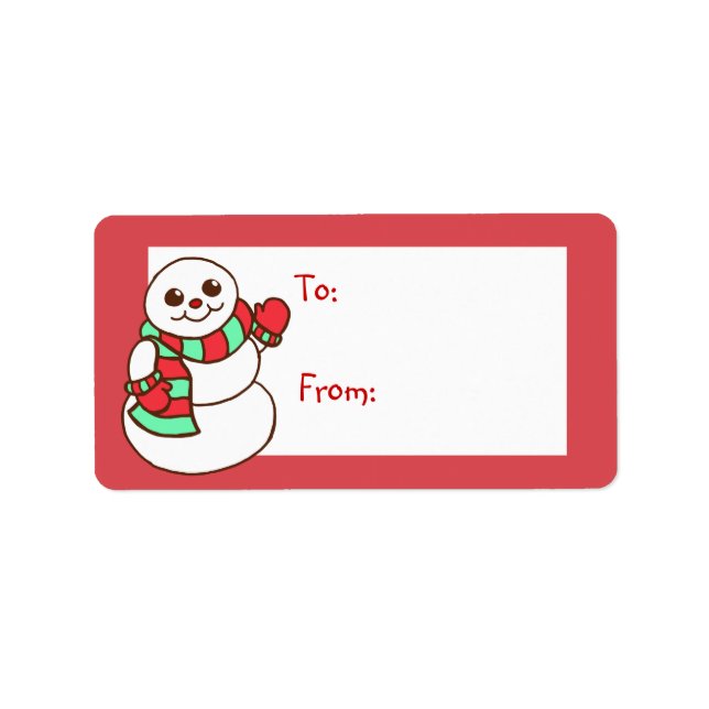 Snögubbe Gift Märkre-etikett Adressetikett (Framsidan)