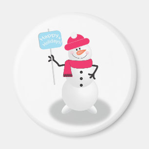 Snögubbe Glad helg Magnet