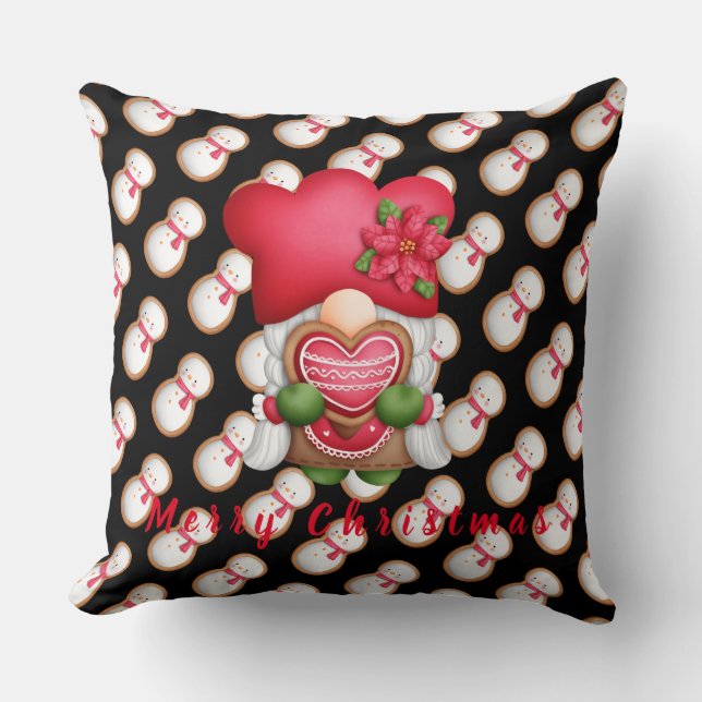 Snögubbe Gnome Anpassa text och Färg 20"X20" Kudde (Framsida)