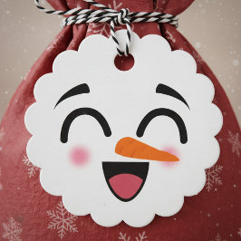 Snögubbe God jul Cute Smiling Ansikte Winter Gåvor Etiketter