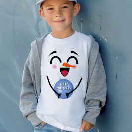 Snögubbe God jul Cute Smiling Ansikte Winter T Shirt