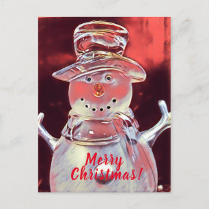 Snögubbe God jul Helg Vykort