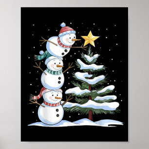 Snögubbe God jul Julafton Träd Snö familjen Paja Poster