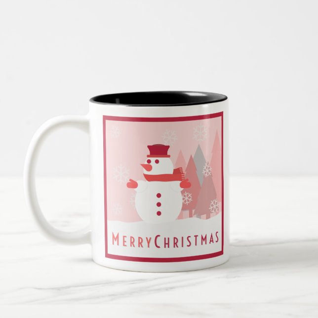 Snögubbe God jul-kort Två-Tonad Mugg (Vänster)