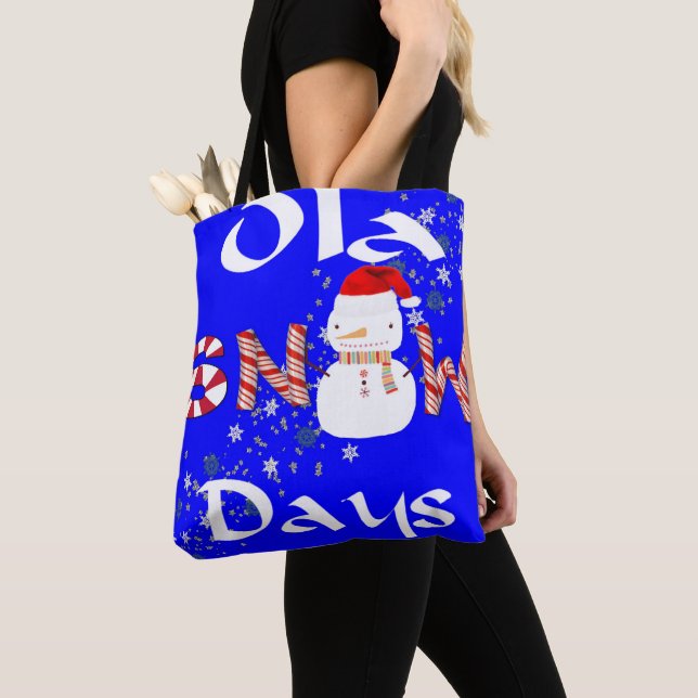 Snögubbe God jul Kvinnodagar i Tote bags Tygkasse (Närbild)