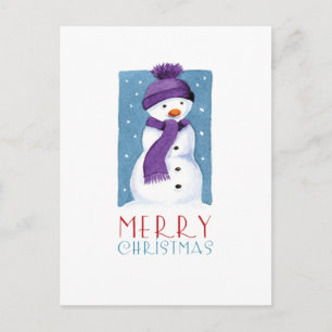 Snögubbe God jul vykort