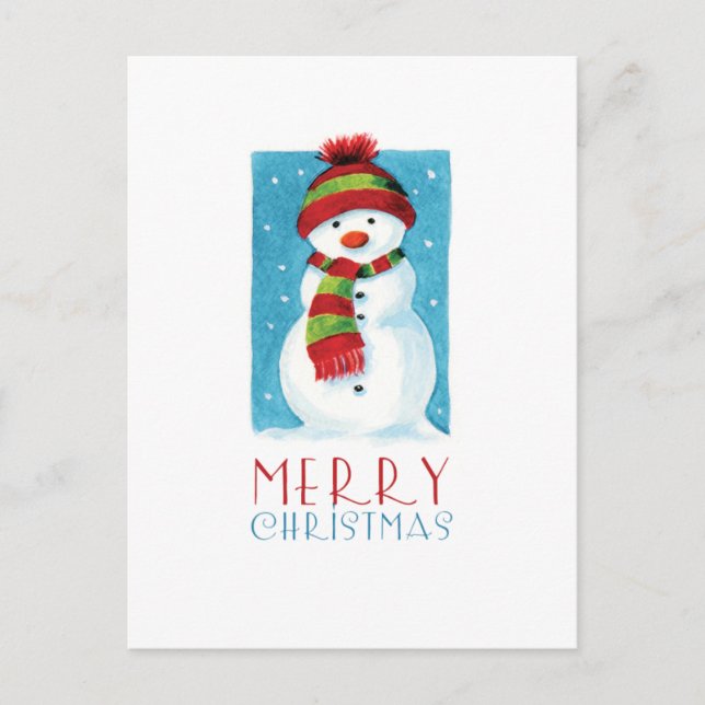 Snögubbe | God jul vykort (Framsida)