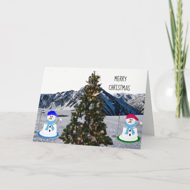 Snögubbe Golfers julkort Helgkort (Framsida)