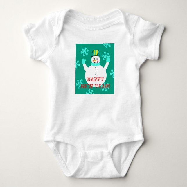 Snögubbe Gott nytt år Baby Jersey Bodykostydräkt Tröja (Framsida)