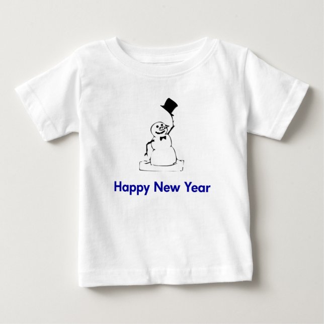 Snögubbe Gott nytt år T-shirt (Framsida)