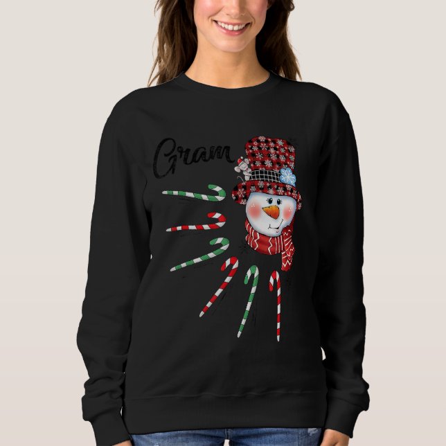 Snögubbe Gram Candy cane Red Play-jul T Shirt (Framsida)