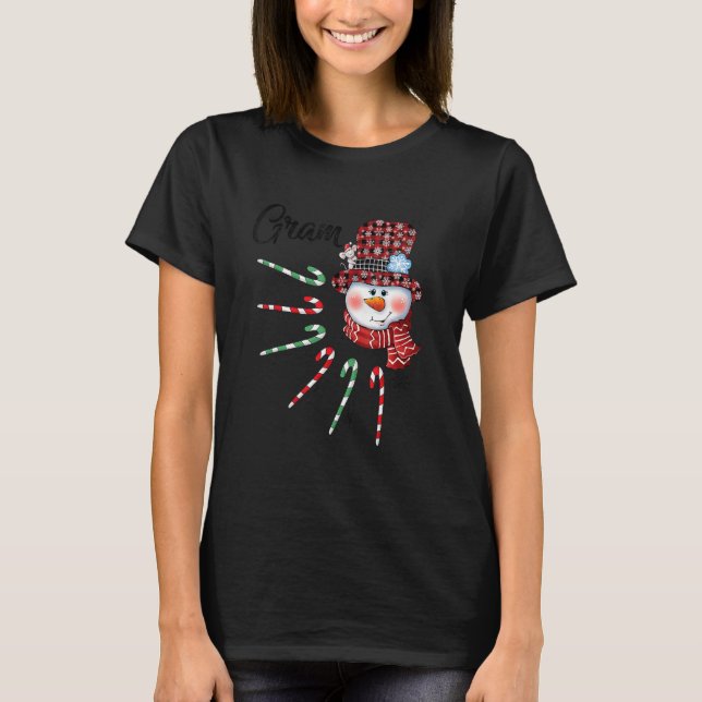 Snögubbe Gram Candy cane Red Play-jul T Shirt (Framsida)