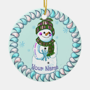 Snögubbe Granny-prydnadsföremål Julgransprydnad Keramik