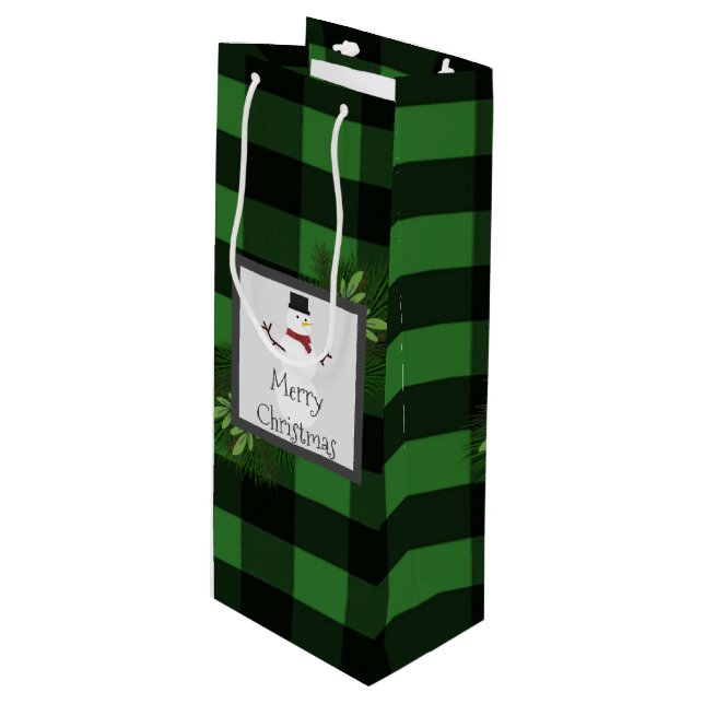 Snögubbe Grönt Buffalo Play Vin Gift Bag (Framsidan Vinklad)