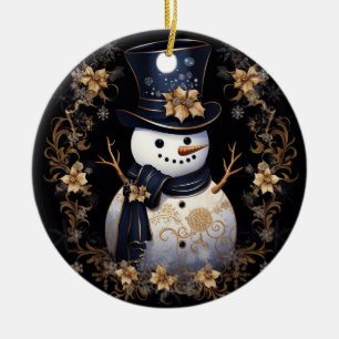 Snögubbe Guld Flowers Ornament