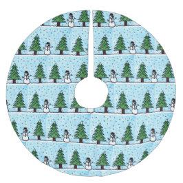 Snögubbe Hälsning Julgransmatta Borstad Polyester