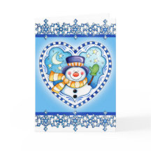 Snögubbe Heart - hälsningskort