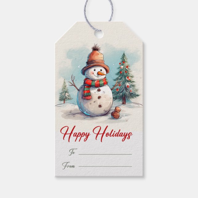 Snögubbe Helgdag Gift-Märkre Presentetikett (Framsidan)